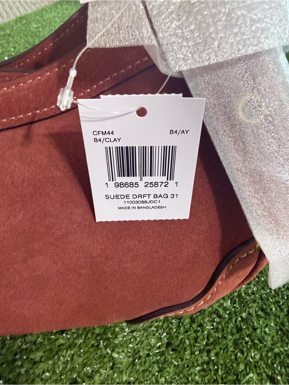 Coach Drifter Shoulder Bag 31 in clay suede / brass hardware -overseas exclusive - Picture 6 of 7